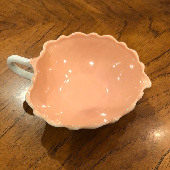 Vintage white milk glass and pink shell like trinket dish. GUC!